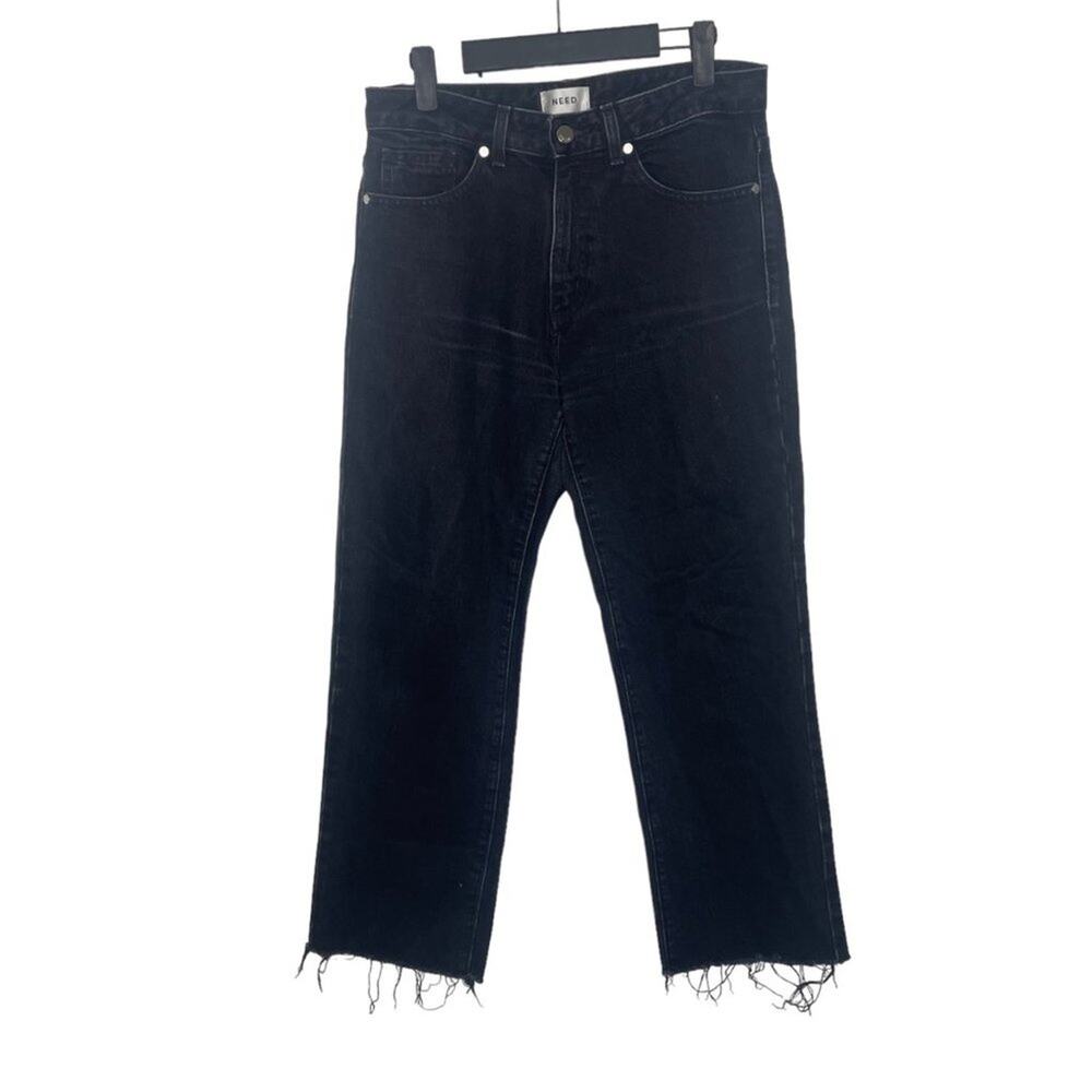 Need Womens Jeans Size 29 Black Demin Dark Wash High Rise Straight Leg